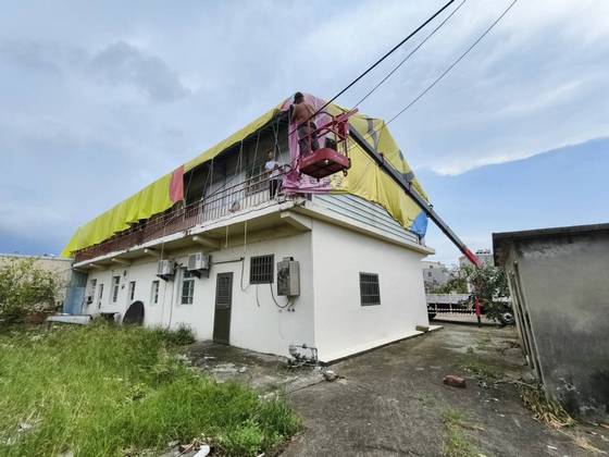 白河區屋頂因風災破損帆布覆蓋保護工程